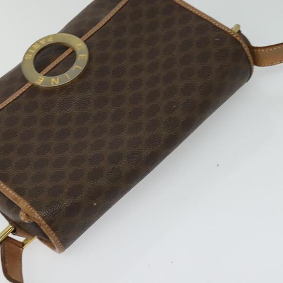 CELINE Macadam Canvas Circle Shoulder Bag Pvc Leather Brown Gold - Picture 6 of 12
